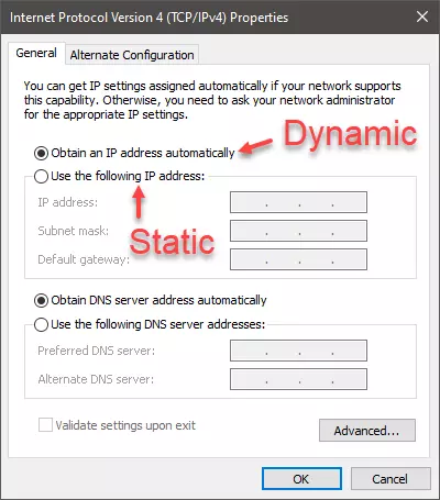 dynamic vs static ip addresses