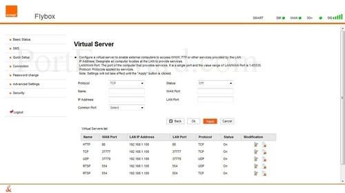Huawei B970 - Orange Flybox Virtual Server