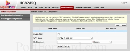 Huawei HG8245Q - DigicelPlay DMZ Configuration