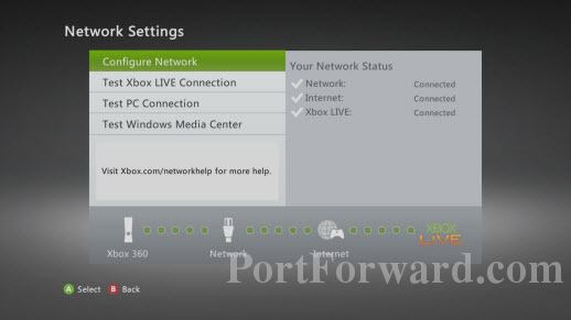 Xbox 360 Network Settigns Menu Highlighted Configure Network